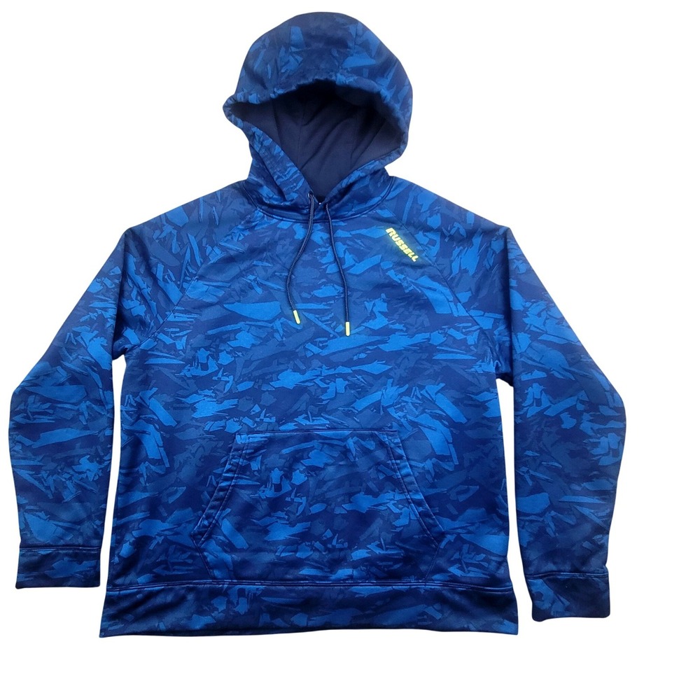 Russell Athletic Mens Blue Geometric Camo Performance Hoodie RS36441P XL